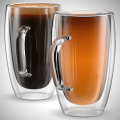 Haonai Large Capacity 500 ml, 16 oz capacity Excellent Tea Mug or Coffee Mug ,Heatproof Insulating Double Walled Glass Mug